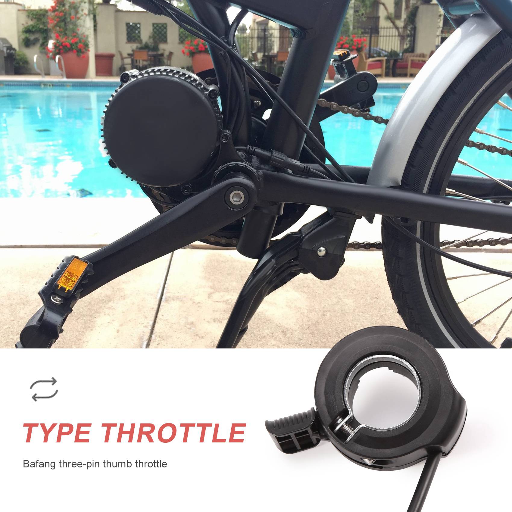 A73T Thumb Throttle for Bafang - Mid Drive Motor Kit 52V 1000W recension och pris